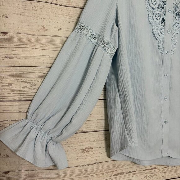 Grace Karin Lace Collar Peasant Sleeve Button Up XL - Picture 3 of 6